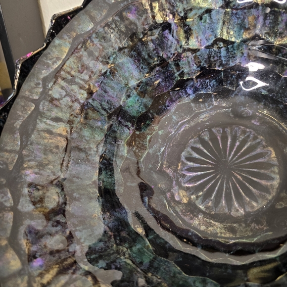 HANDCRAFTED Upcycled Glass Abstract Dish HANDPAINTED Tabletop Art Decor Bowl - Picture 15 of 17